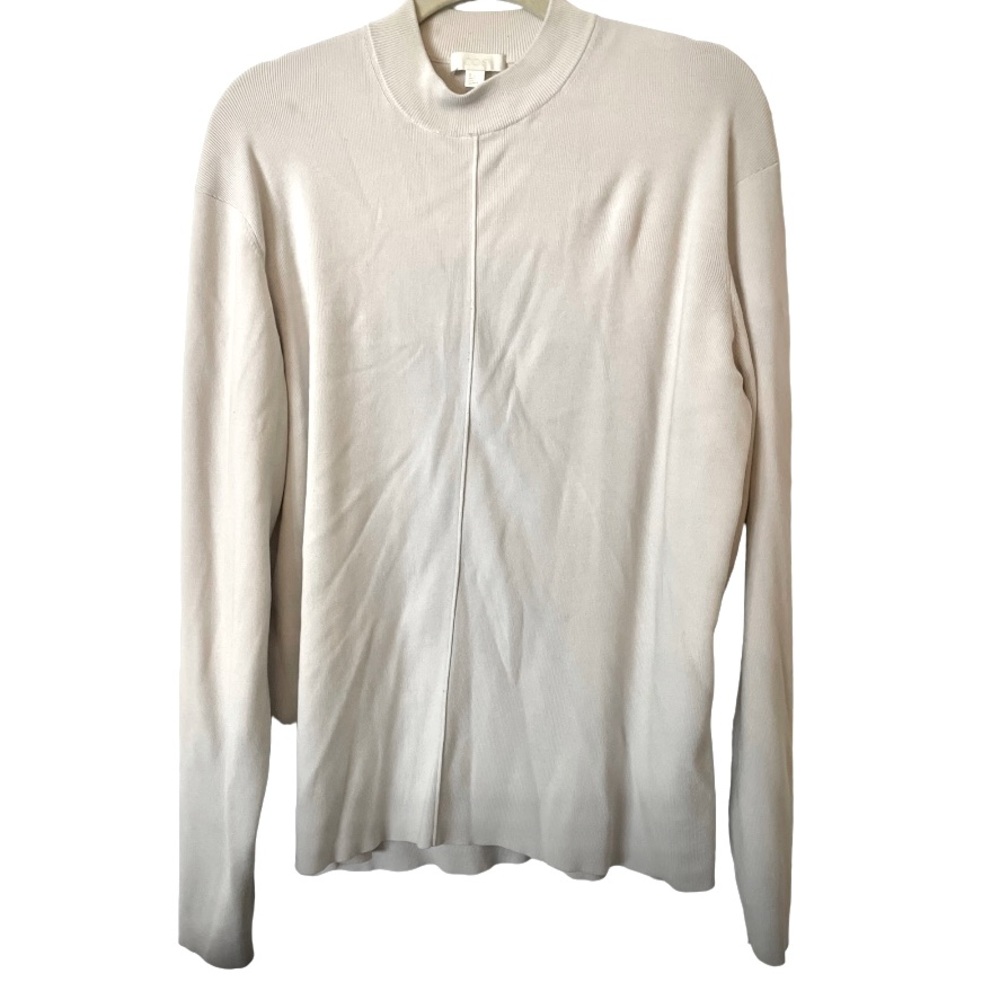 COS Mockneck‎ Ivory Cotton Blend Sweater Top